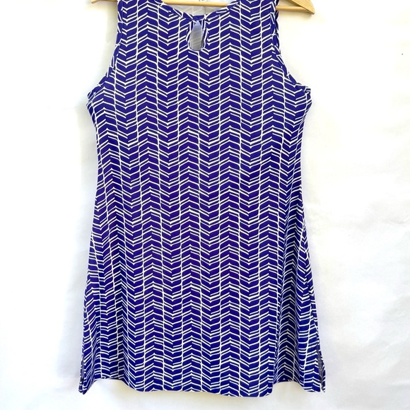 Nuu-Muu Blue and White Chevron Dress - Picture 1 of 5